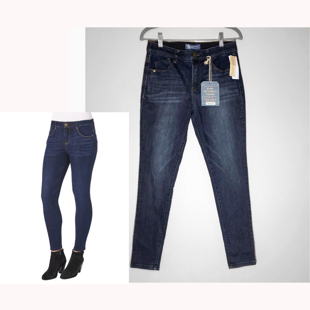 Democracy Luxe High Rise "Ab"solution® Ankle Length Skinny Jeans Indigo Denim Si